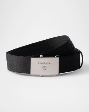 Prada Men's Logo Cotton Tape Belt