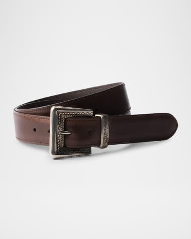 Prada Men's Antiqued Leather Western Belt