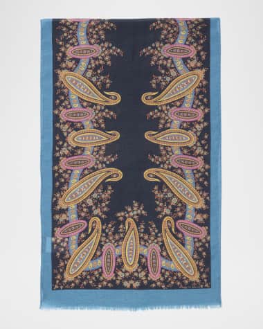 マフラー・ストール ETRO SS24 PRINTED PLEATED STOLE (WAXA0011 AS257X0800) Etro Scarves & Accessories at Neiman Marcus