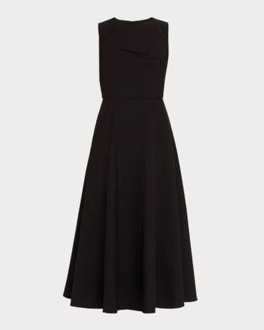 Roland Mouret Sleeveless Origami Draped Crepe Midi Dress