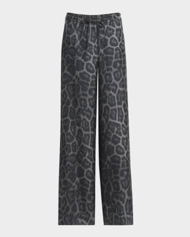 Stella McCartney Leopard-Print Silk Wide-Leg Pajama Trousers