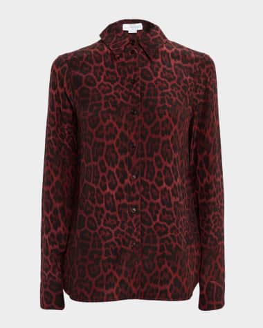Stella McCartney Leopard-Print Silk Button-Down Shirt