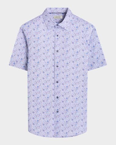 Bugatchi Men's Miles OoohCotton Palm Short-Sleeve Shirt