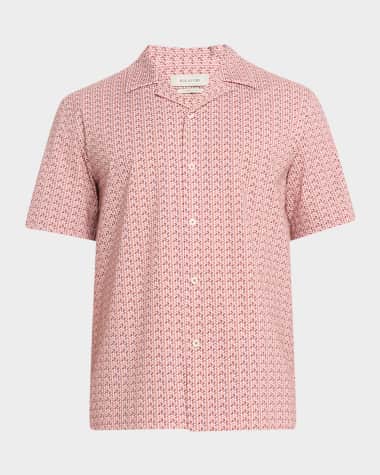 Bugatchi Men's OoohCotton Herringbone Camp Shirt