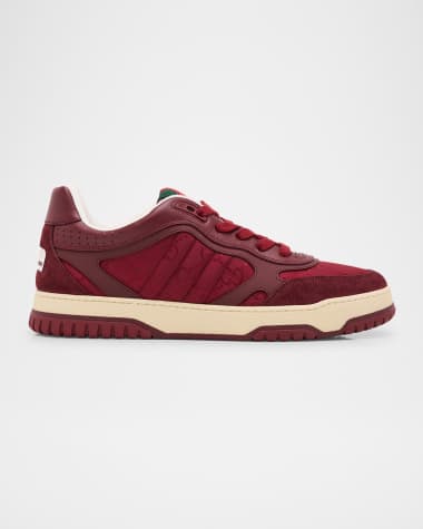 Gucci Men's GG Canvas and Leather Tongue-Web Fashion Sneakers