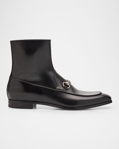Gucci Men's Next Horsebit Leather Zip Booties
