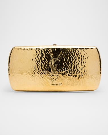 Saint Laurent Martele YSL Clutch Bag in Hammered Metal