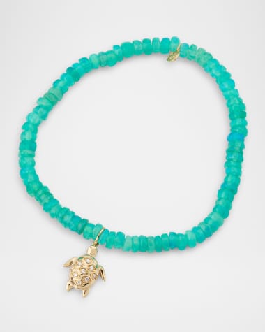 Sydney Evan Turtle Marquise Eye Charm on Ethiopian Opal Beaded Bracelet