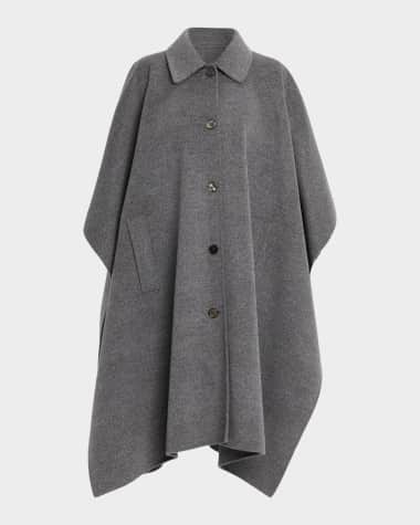 Michael Kors Collection Collared Wool Poncho Coat