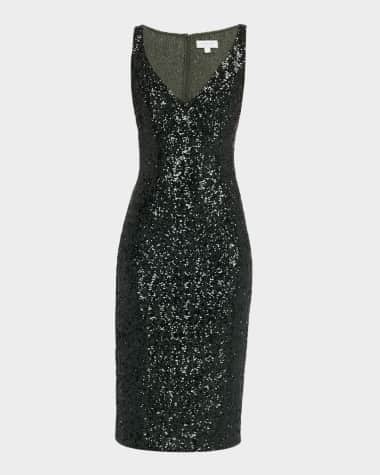 Michael Kors Collection Portrait-Neck Sleeveless Sequined Stretch Dress
