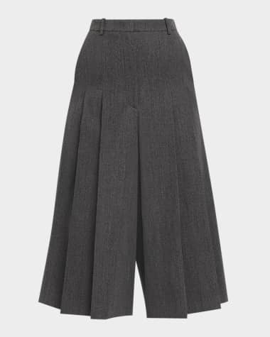 Michael Kors Collection Pleated Twill Wide-Leg Culotte Pants