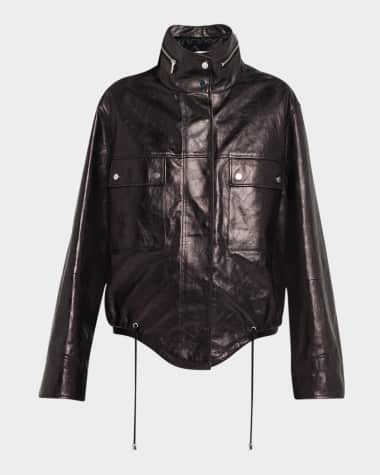 Michael Kors Collection Washed Leather Bomber Jacket