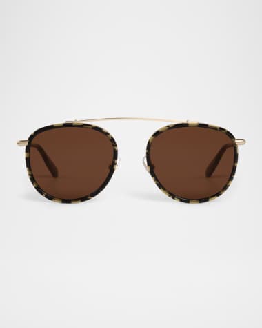 KREWE Chartres Acetate & Stainless Steel Aviator Sunglasses