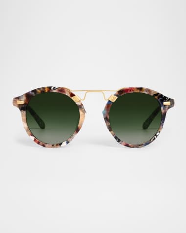 KREWE STL II Acetate & Stainless Steel Round Sunglasses