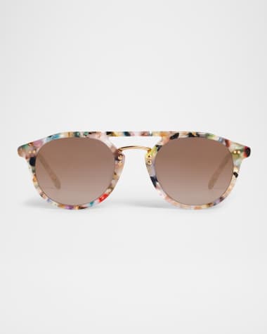 KREWE Markle Acetate & Stainless Steel Round Sunglasses