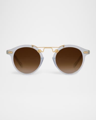 KREWE St. Louis Acetate & Stainless Steel Round Sunglasses