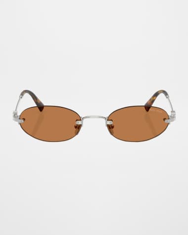 Miu Miu Rimless Metal Oval Sunglasses