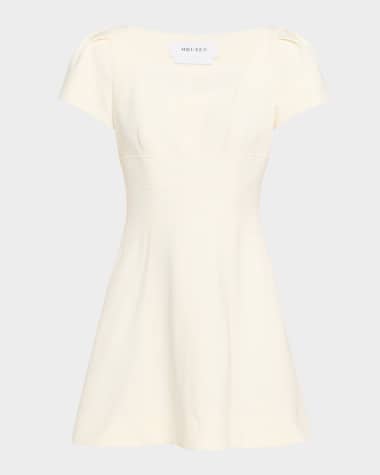 McQueen Square-Neck Short-Sleeve Mini Day Dress