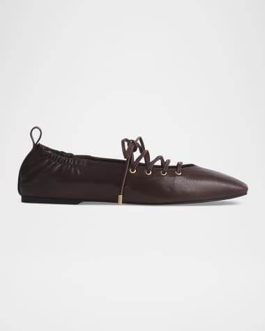 Rag & Bone Sophia Lace-Up Leather Ballerina Flats