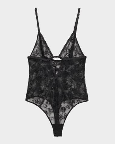 Kiki De Montparnasse Jardin d'Oeillet Floral Lace Thong Bodysuit
