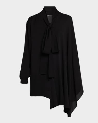Balenciaga Long-Sleeve Silk Scarf Blouse