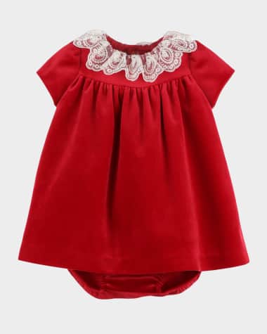 Luli & Me Girl's Velvet Float Dress with Bloomers, Size 6M-24M