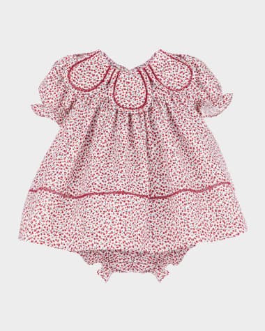 Luli & Me Girl's Petal Collar Dress with Bloomers, Size 12M-3