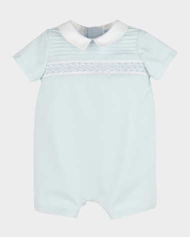 Luli & Me Boy's Smocked Cotton Bubble Romper, Size 6M-24M