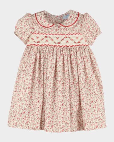 Luli & Me Girl's Mulberry Smocked Cotton Dress, Size 12M-3