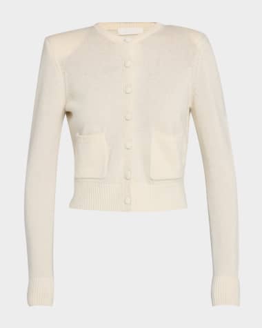 Sablyn Emilia Shoulder-Pad Cashmere Cardigan