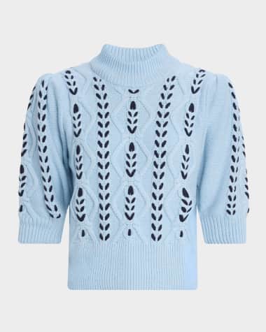 Rails Addy Laced Cable-Knit Mock Sweater