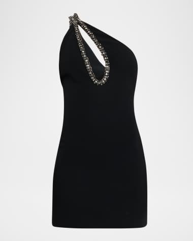 Roberto Cavalli Rhinestone Cutout One-Shoulder Mini Dress