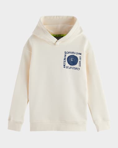 Scotch & Soda Boy's Flocked Graphic-Print Hoodie, Size 4-12