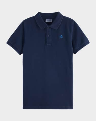 Scotch & Soda Boy's Core Garment-Dyed Cotton Pique Polo Shirt, Size 4-12