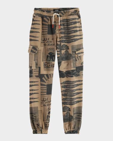 Scotch & Soda Boy's Typographic Print Cargo Joggers, Size 4-12