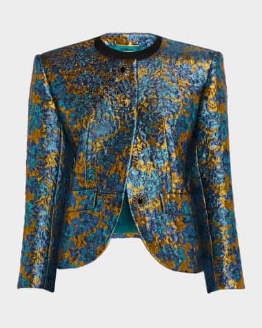 Saint Laurent Metallic Floral Brocade Single-Breasted Jacket