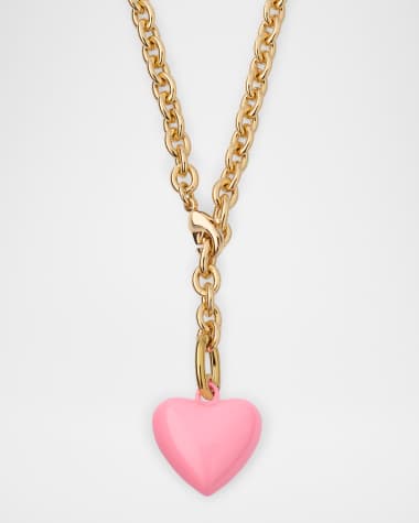Roxanne Assoulin The Mini Puffy Heart Necklace, Pink