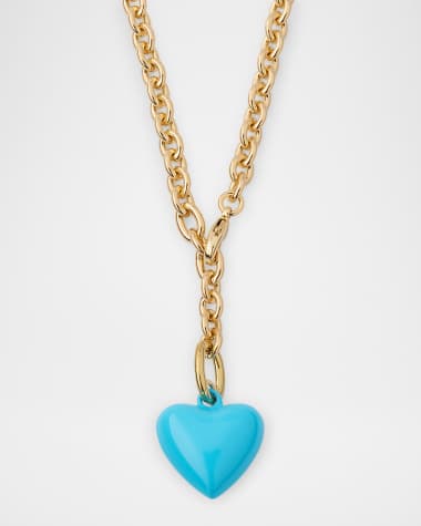 Roxanne Assoulin The Mini Puffy Heart Necklace, Turquoise