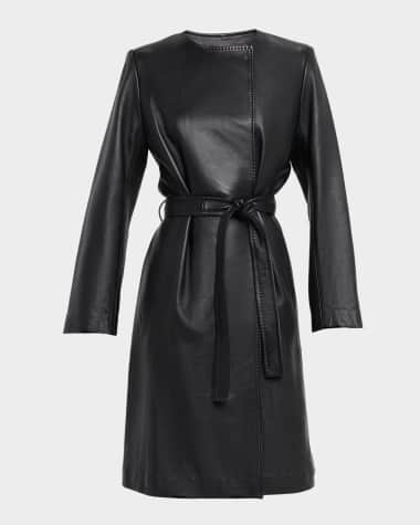 Fleurette Evelyn Leather Wrap Coat