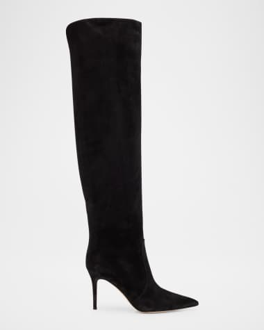 Gianvito Rossi Hansen Suede Pointed-Toe Knee Boots