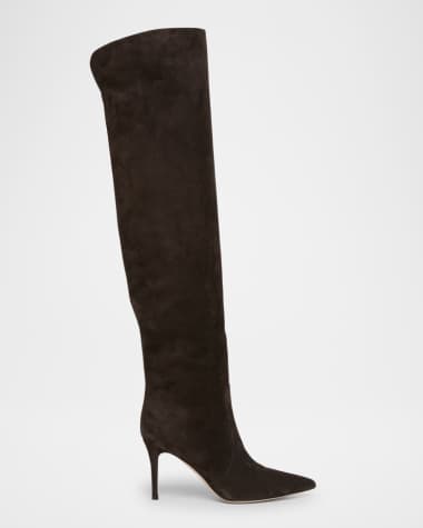 Gianvito Rossi Hansen Suede Pointed-Toe Knee Boots