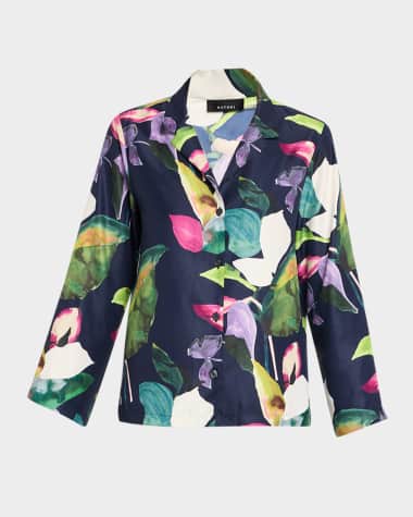 Natori Daido Cropped Floral-Print Pajama Set
