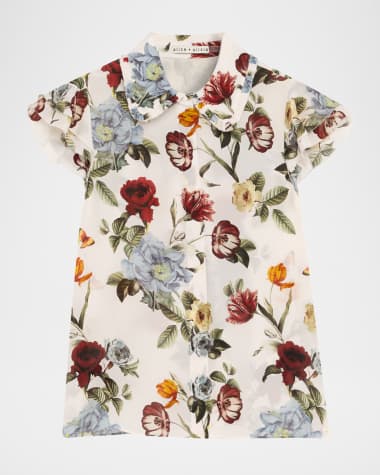 Alice + Olivia Martel Flutter-Sleeve Blouse