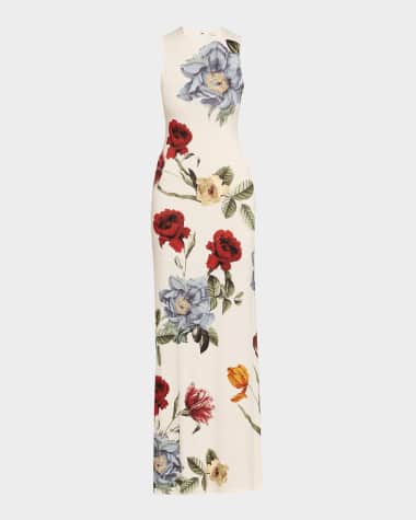 Alice + Olivia Delora Open-Back Sleeveless Maxi Dress