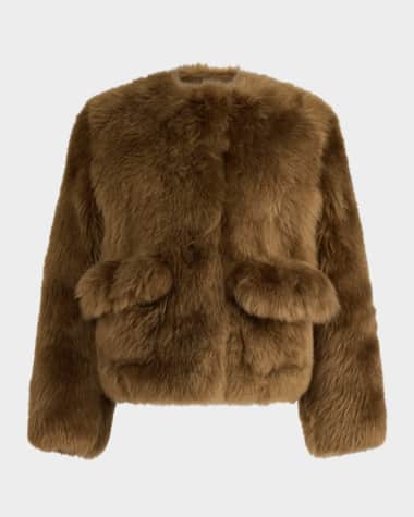 Altuzarra Maury Lamb Shearling Collarless Coat