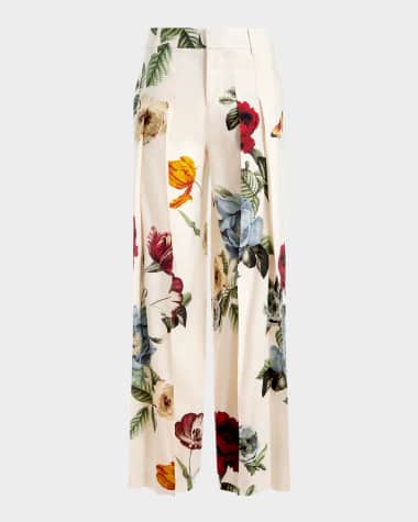 Alice + Olivia Blaire Provence Floral Pleated Pants