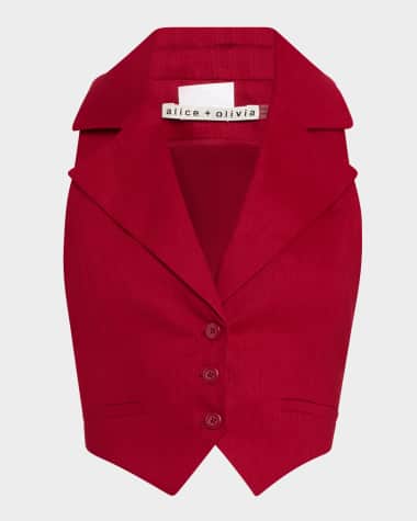 Alice + Olivia Donna Cropped Linen-Blend Vest