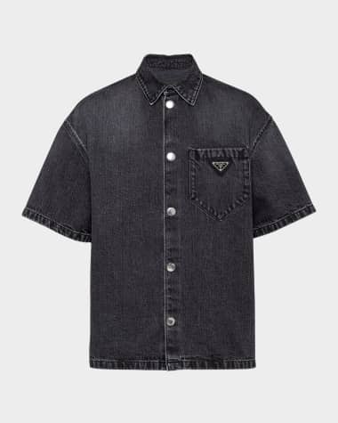 Prada Men's Denim Short-Sleeve Shirt