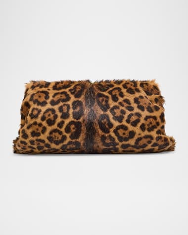 Saint Laurent Pouch Clutch Bag in Leopard-Print Calf Hair