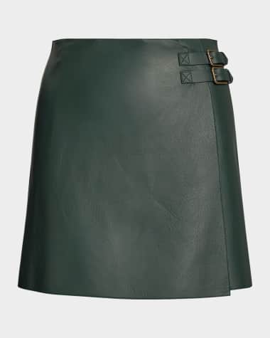 Ralph Lauren Collection Kyler Belted Leather Skirt